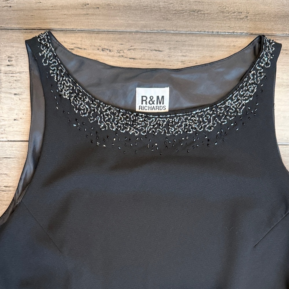 NWOT R&M Richards Black Dress with Embellished Neckline - Picture 3 of 9